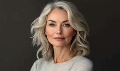 Naklejka premium Studio portrait of an attractive mature woman with gray hair exuding confidence and positivity