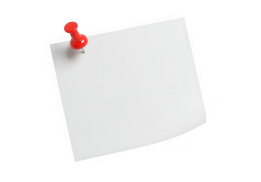 A blank note pinned to a white background, isolated on transparent background - Powered by Adobe