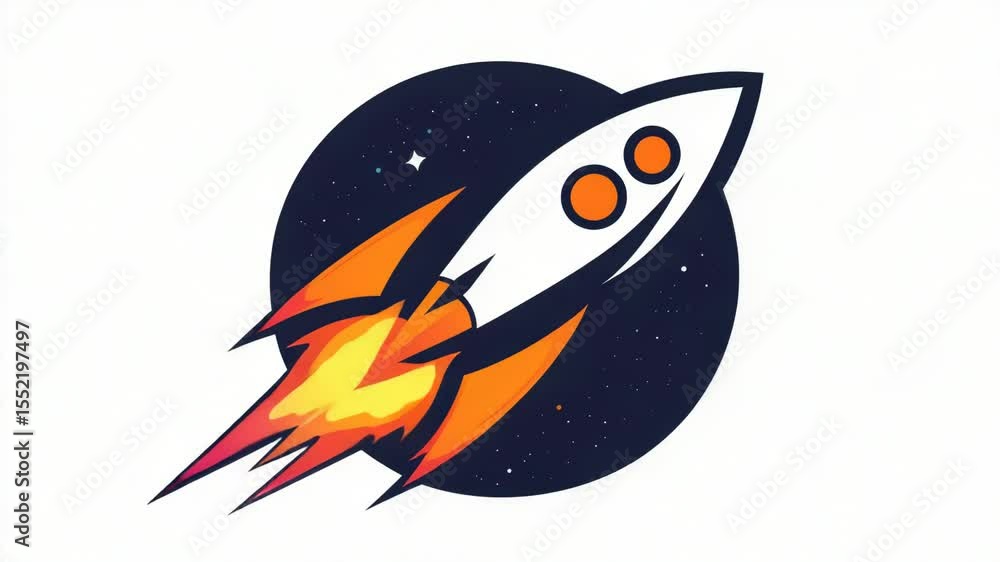Poster a space shuttle soaring through the sky with a star in the background, ideal for space-themed illust