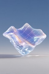 Iridescent Abstract 3D Render of a Fluid Geometric Crystal