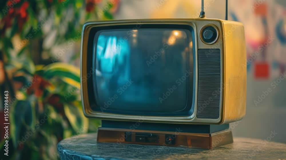 Poster a retro-style television displaying the year 2025, suitable for nostalgic or futuristic-themed desig