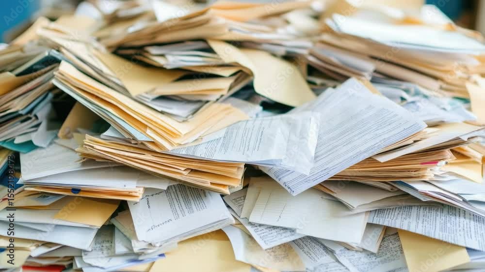 Poster papers stacked on a table, possibly for work or study