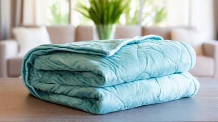 Natural textures and wellness moment with organic weighted blanket