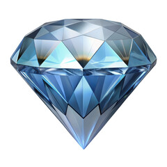 3d blue diamond gemstone render isolated on transparent background