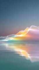 Iridescent Oil Sheen with Wave-like Motion over Water Reflection