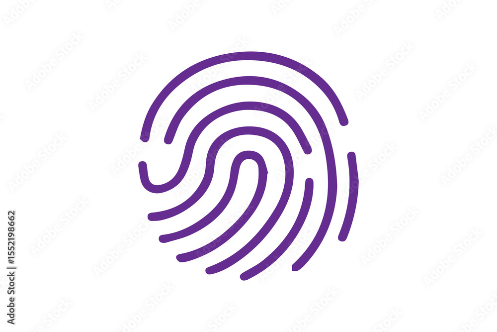 Poster the image features a purple fingerprint icon, representing biometric identification or authenticatio