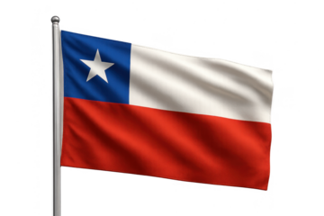 Waving flag of Chile isolated on a transparent background, patriotic symbol