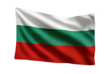 Bulgarian flag waving on a transparent background, a patriotic symbol image