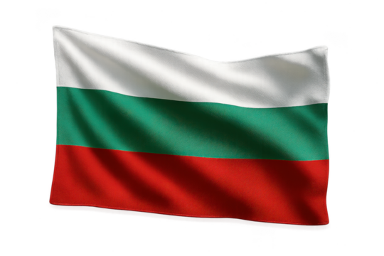 Bulgarian flag waving on a transparent background, a patriotic symbol image