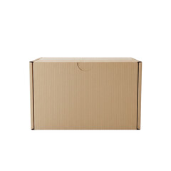 Brown corrugated cardboard box packaging mockup, isolated on transparent background