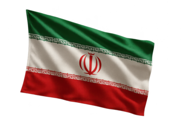Waving flag of Iran isolated on a transparent background, national symbol