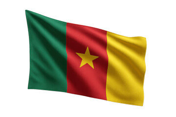 Waving Cameroon flag isolated on transparent background, national symbol