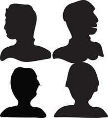 Silhouette Collection Four Unique Head Profiles for Diverse Design Projects