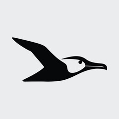 Silhouette albatross seabird flying wildlife black and white Vector illustration
