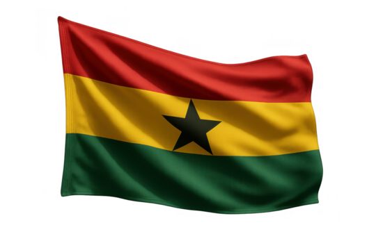 Ghanaian flag isolated on transparent background, national symbol, precise cut