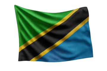 Waving flag of Tanzania isolated on transparent background for easy editing