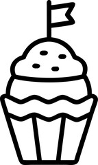 Fototapeta premium Dad birthday cupcake with flag, isometric vector icon. Father’s Day, Parents Day gift symbol illustration.