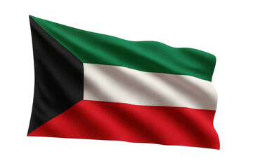 Obraz premium Waving Kuwait flag isolated on transparent background, national symbol, cut-out