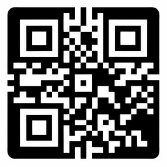 Black and white qr code with distinctive corner markers on a white background isolated on white background