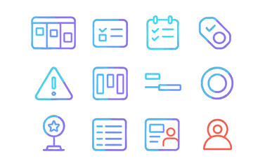 Neon icons of ui elements on glowing background