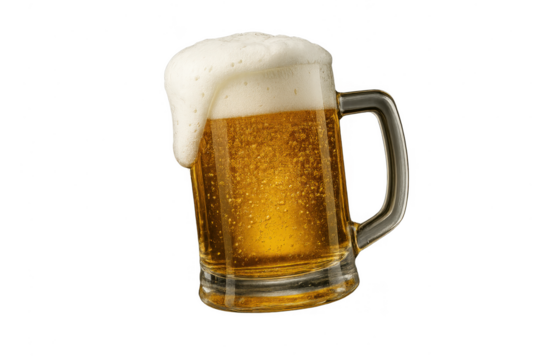 Mug of refreshing beer with rich foam isolated on a transparent background image