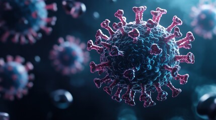 Close-up view of a virus particle.