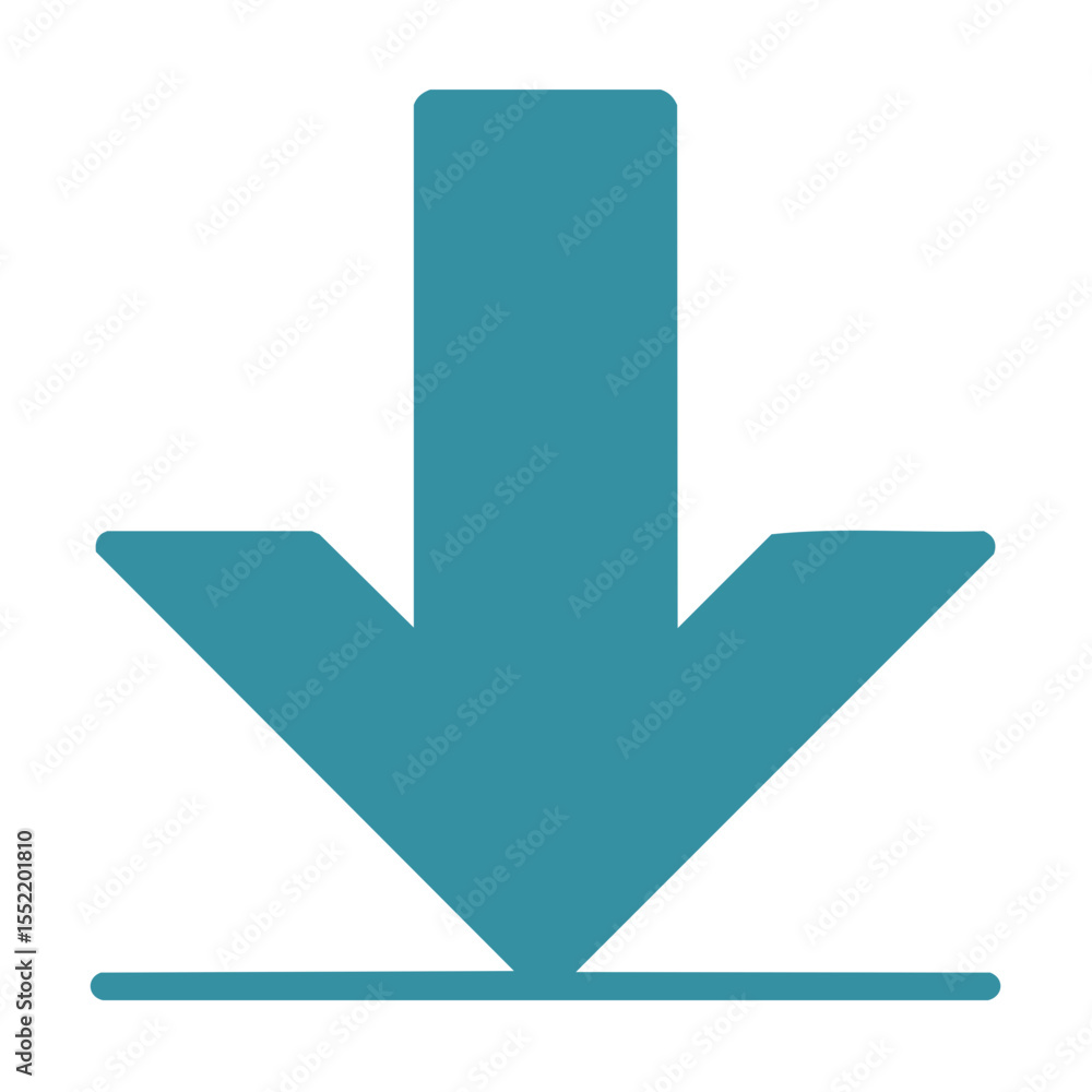 Poster download icon in teal pointing downwards simple interface symbol on a black background vector graphi