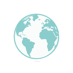 Fototapeta premium Vector Globe Icon Showing Continents and Oceans in Light Blue and White Colors Global Awareness Concept