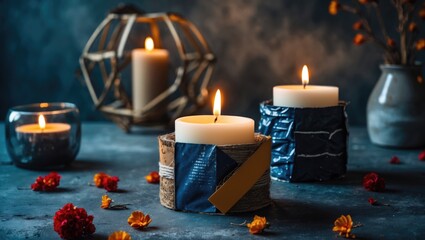 DIY Recycled Crafting Idea For Candle Holder with Empty Copy Space For Text