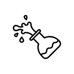 Handdrawn Line Art Erlenmeyer Flask Liquid Splashing Laboratory Experiment Science