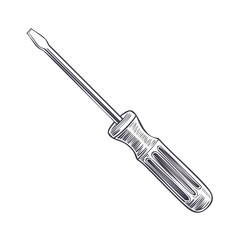 Fototapeta premium Screwdriver Illustration, Hand Tool with Flat Head and Handle on Black Background