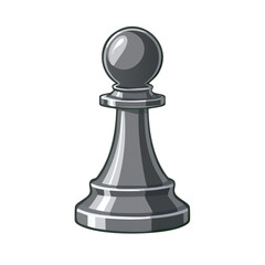Isolated Single Silver Pawn Chess Piece on Black Background, Strategy Game