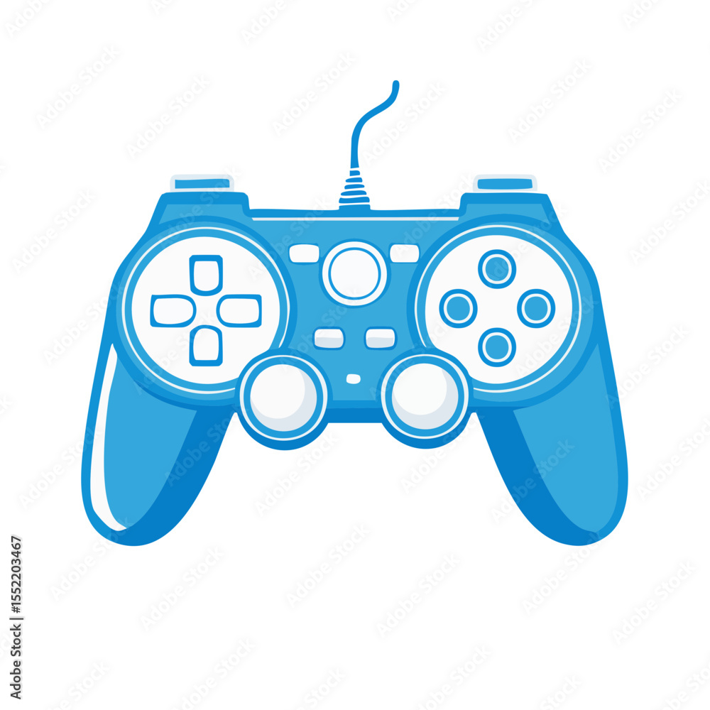 Poster isolated blue game controller joystick for video gaming on dark backdrop design for vector graphics 