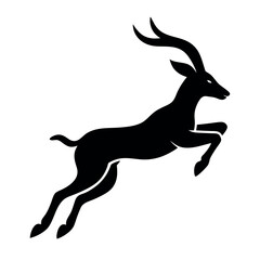 Majestic Gazelle in Leap Elegant Black Silhouette Illustration