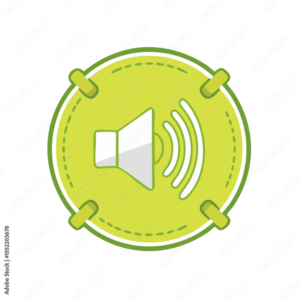 Poster green audio volume speaker icon with sound waves in a circle representing sound or alert notificatio