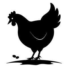 Silhouette of a Hen Farm Animal Illustration