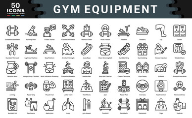 Gym Equipment icon collection. Simple outline vector illustrations.