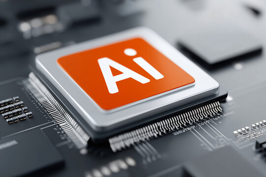 High-tech Computer chip with the letters Ai, symbolic of artificial intelligence. It showcases the intricate details of a modern computer, emphasizing technology