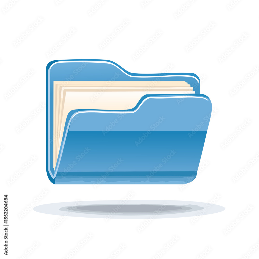 Aufkleber open blue folder icon with documents vector illustration for data management and organization for fi