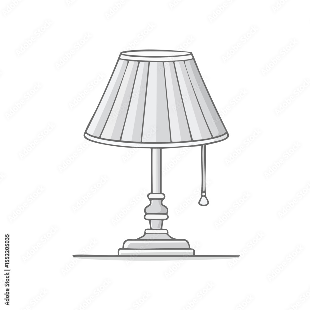Aufkleber elegant lampshade on table lamp for interior illumination with pull string on black background