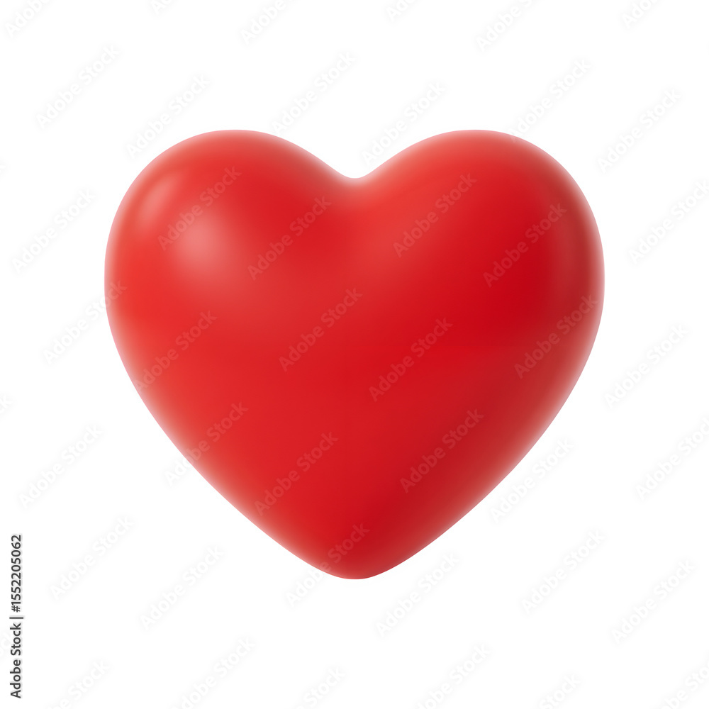 Aufkleber a glossy red heart shape with subtle shading isolated on a transparent background isolated on transp