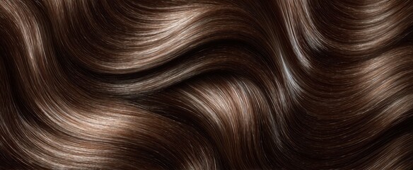 Fototapeta premium The luxurious brown wavy hair texture showcasing elegance and shine