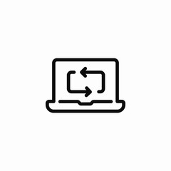 laptop repost icon sign vector
