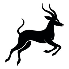 Majestic Antelope Silhouette Elegant Black and White Animal Illustration