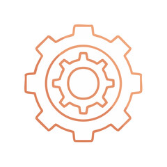 Obraz premium Double Gear Symbol Outline Mechanical Equipment White and Brown Isolated on Black Background Minimalist Design