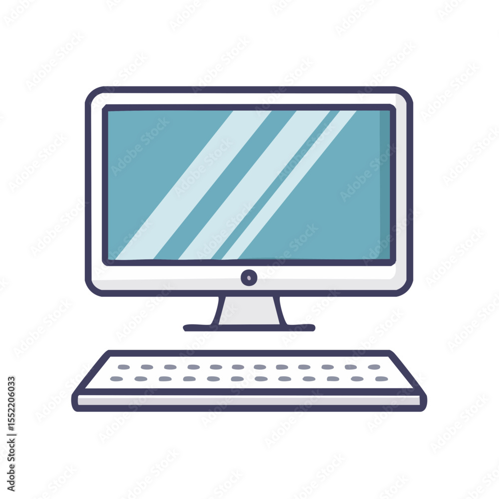 Poster Desktop Computer and Keyboard Illustration for Technology and Design Applications Simple and Clean Style for Website and App Graphics