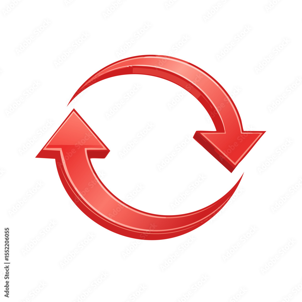 Poster red circular arrow illustration rotating synchronization cycle process concept
