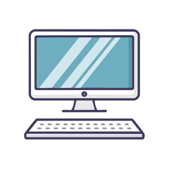 Fototapeta premium Desktop Computer and Keyboard Illustration for Technology and Design Applications Simple and Clean Style for Website and App Graphics