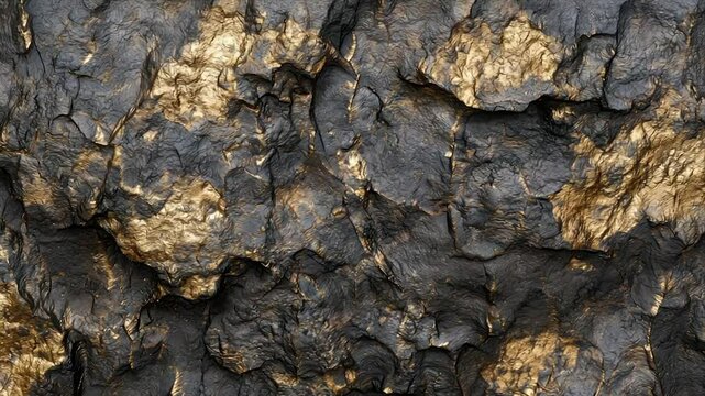 Dark, textured rock surface with gold accents