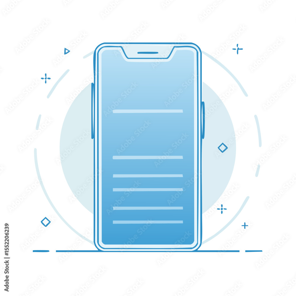Poster smartphone mockup vector graphic with modern design elements showcasing mobile application interface